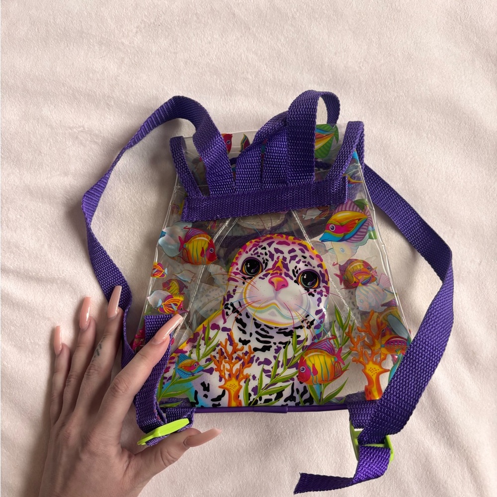 Vintage RARE Lisa Frank Purple-Trim Clear Mini Backpack - Rainbow Reef - Picture 3 of 7